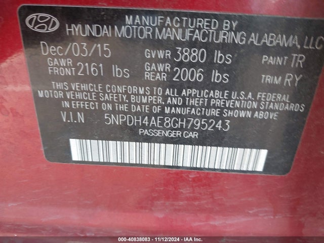 Hyundai Elantra Value Edition 2016 5NPDH4AE8GH795243 Image 9
