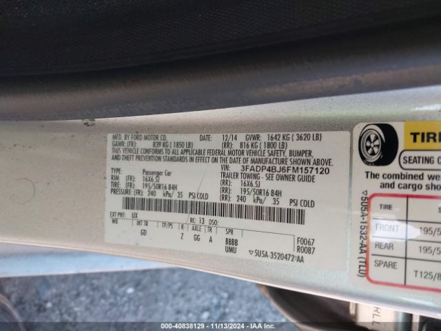 3FADP4BJ6FM157120 Ford FIESTA SE