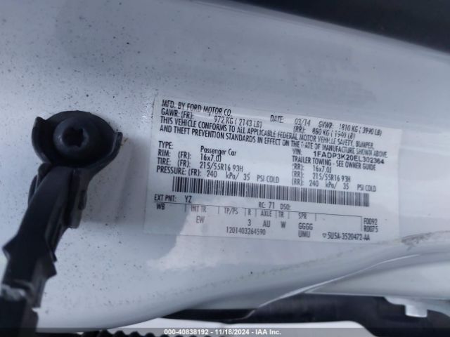 1FADP3K20EL302364 Ford FOCUS SE