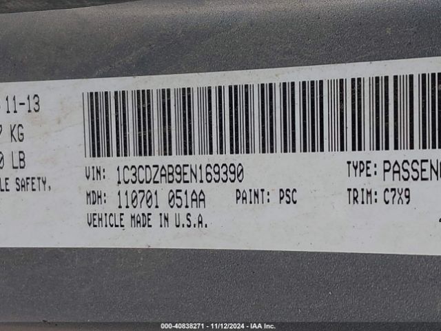 1C3CDZAB9EN169390 Dodge AVENGER SE