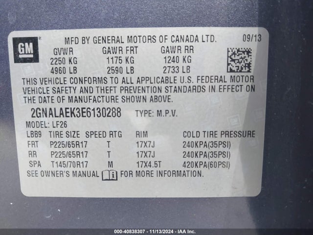 Chevrolet EQUINOX LS 2014 2GNALAEK3E6130288 Image 9