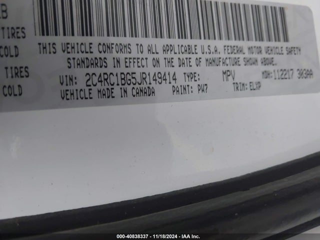 2C4RC1BG5JR149414 Chrysler Pacifica Touring L