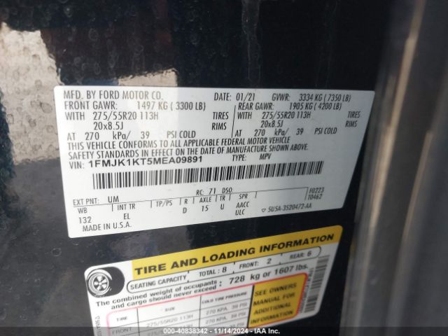 1FMJK1KT5MEA09891 Ford Expedition Limited Max