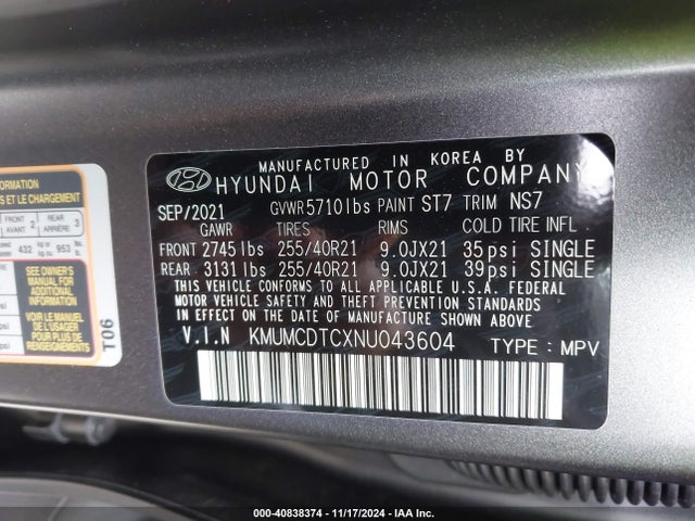 KMUMCDTCXNU043604 Genesis Gv70 3.5t Awd Sport