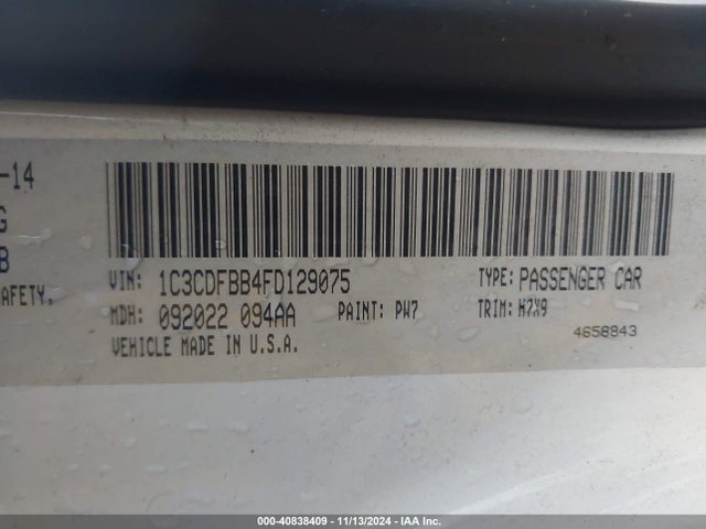 Dodge DART SXT 2015 1C3CDFBB4FD129075 Image 9