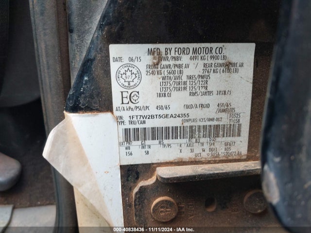 Ford F-250 Lariat 2016 1FT7W2BT5GEA24355 Image 9