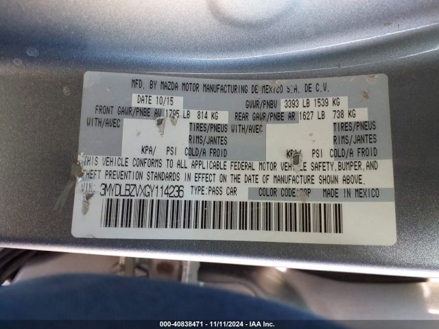 3MYDLBZVXGY114236 Scion IA
