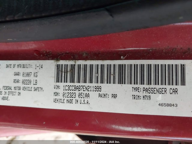 1C3CCBAB7EN211999 Chrysler 200 LX