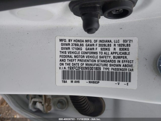 Honda Civic Sport 2021 19XFC2F8XME001809 Image 9