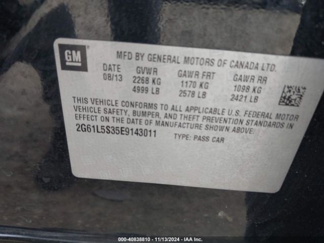 2G61L5S35E9143011 Cadillac Xts Standard