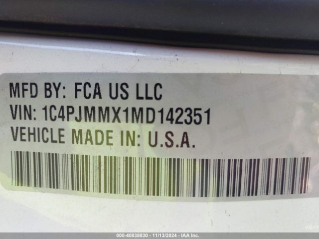 1C4PJMMX1MD142351 Jeep Cherokee Latitude Lux 4x4