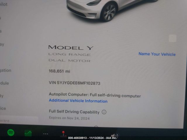 5YJYGDEE6MF102873 Tesla Model Y Long Range Dual Motor All-wheel Drive