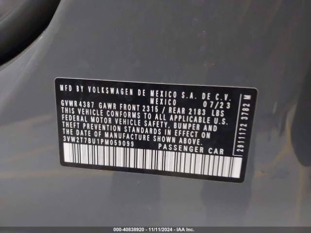 3VW2T7BU1PM059099 Volkswagen Jetta Gli 2.0t Autobahn