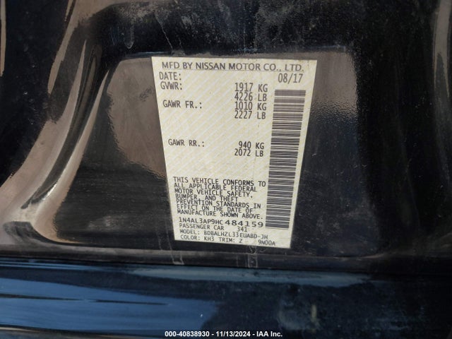 Nissan Altima 2.5 Sr 2017 1N4AL3AP9HC484159 Image 9