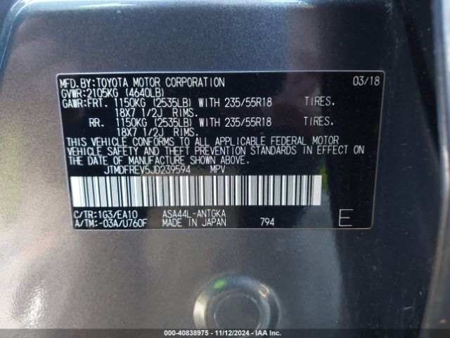 JTMDFREV5JD239594 Toyota Rav4 Limited/se/platinum