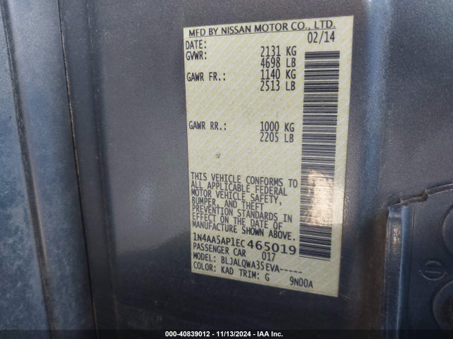 Nissan Maxima 2014 1N4AA5AP1EC465019 Image 9