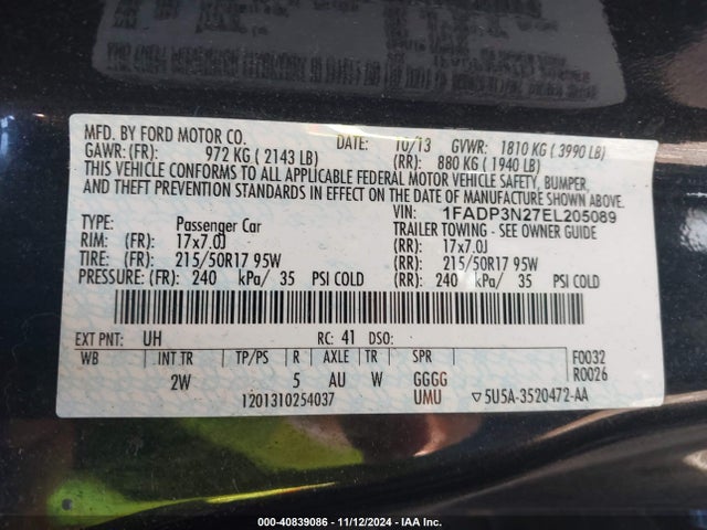 1FADP3N27EL205089 Ford Focus Titanium