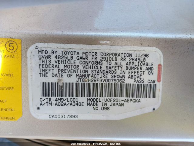 1997 LEXUS LS 400 LUXURY SDN JT8BH28F3V0079062 Photo 8