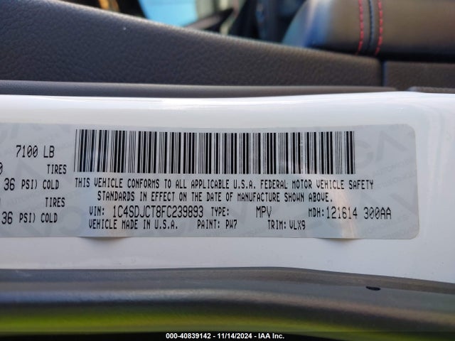 1C4SDJCT8FC239893 Dodge Durango R/t