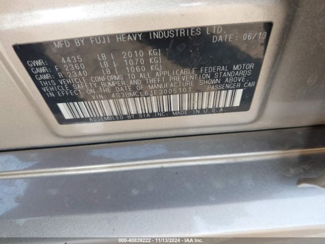 4S3BMCL61E3005101 Subaru Legacy 2.5i Limited