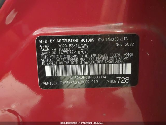 ML32AUHJ3PH003094 Mitsubishi MIRAGE ES