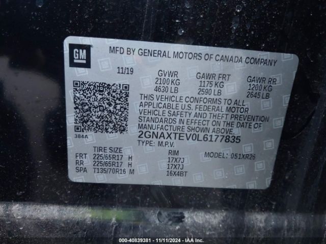 2GNAXTEV0L6177835 Chevrolet Equinox Awd 2fl