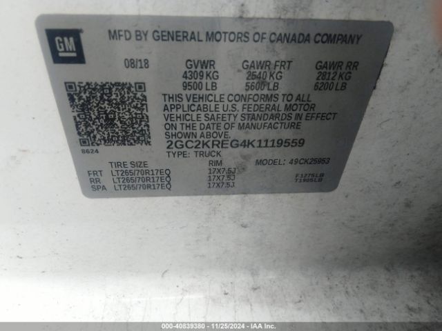 2GC2KREG4K1119559 Chevrolet Silverado 2500hd Wt