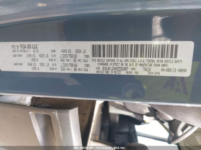 3C6URVJGXKE552087 RAM Promaster 3500 Cargo Van High Roof 159 Wb Ext