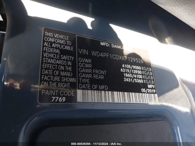WD4PF1CDXKP129526 Mercedes-Benz Sprinter 2500 High Roof V6
