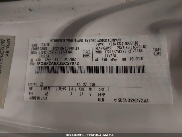 Ford F-250 Xl 2018 1FDBF2A6XJEC27072 Image 9