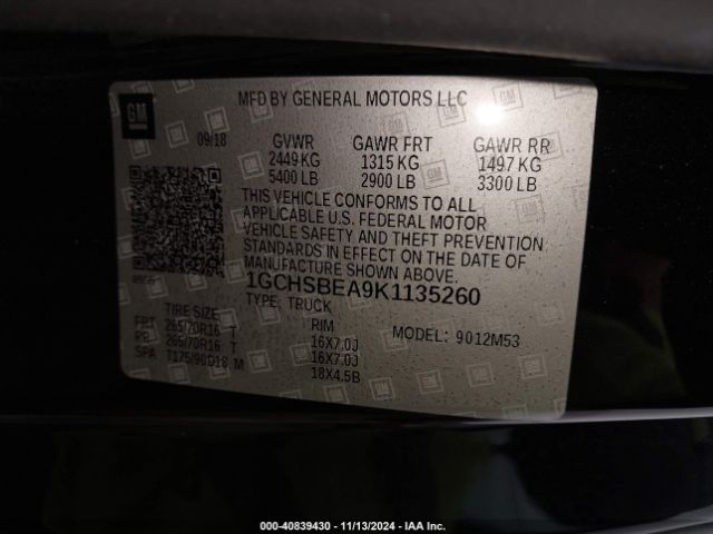 1GCHSBEA9K1135260 Chevrolet Colorado Wt