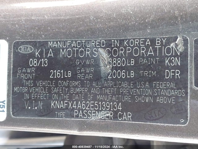 KIA FORTE LX 2014 KNAFX4A62E5139134 Image 9
