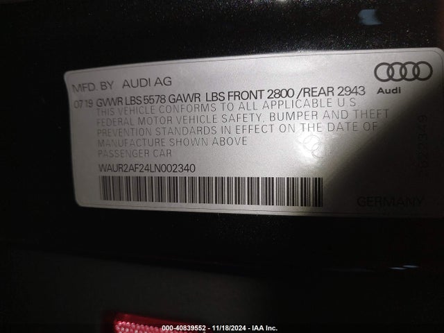 2020 AUDI A7 SPORTBACK WAUR2AF24LN002340 Photo 8