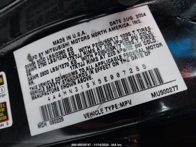 2005 MITSUBISHI ENDEAVOR 4A4MN31SX5E007285 Photo 8