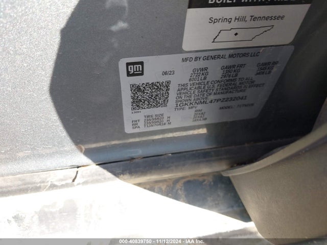 1GKKNML47PZ232041 GMC Acadia Fwd Slt
