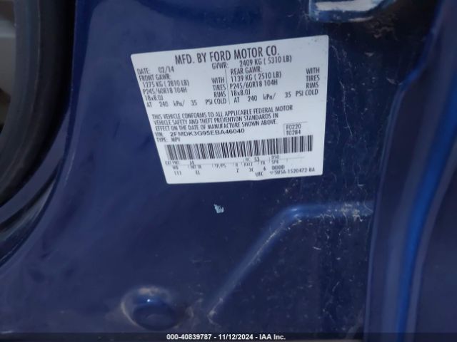 2FMDK3G95EBA46040 Ford EDGE SE