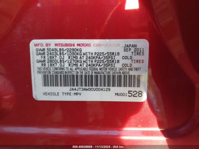2012 MITSUBISHI OUTLANDER JA4JT3AW3CU004129 Photo 8