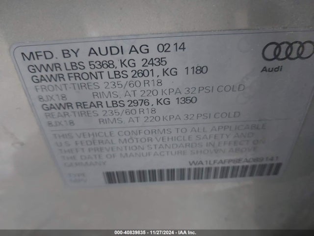 Audi Q5 2.0t Premium 2014 WA1LFAFP8EA089141 Image 9