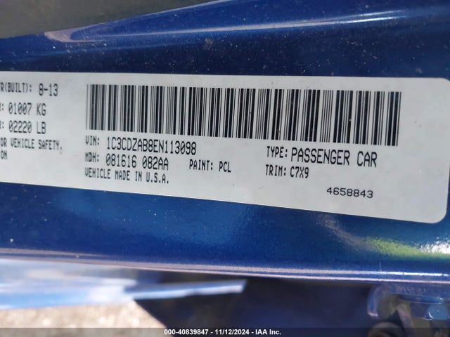 Dodge 2014 2014 1C3CDZAB8EN113098 Image 9
