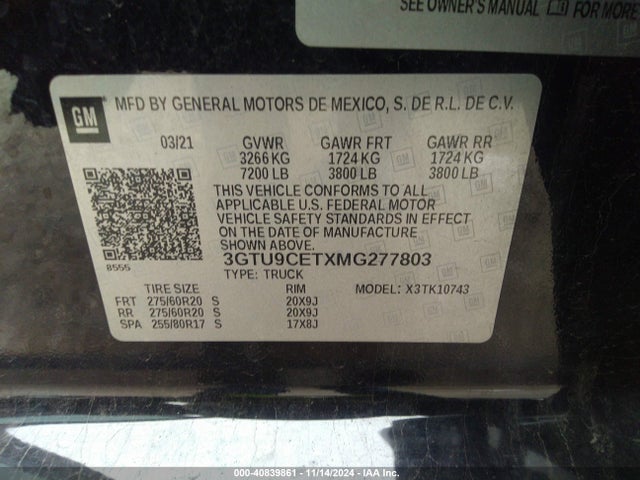 GMC Sierra 1500 4wd  Standard Box Elevation 2021 3GTU9CETXMG277803 Image 9