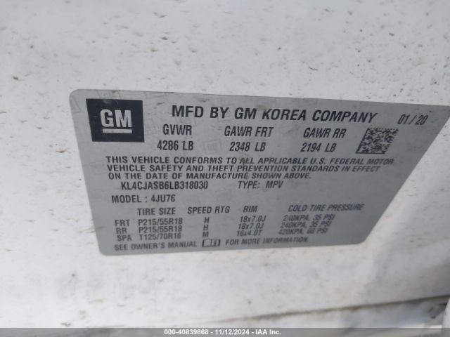 KL4CJASB6LB318030 Buick Encore Fwd Preferred