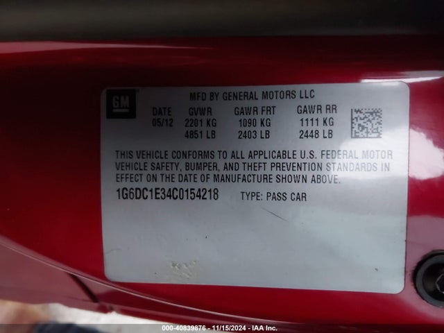 2012 CADILLAC CTS 1G6DC1E34C0154218 Photo 8