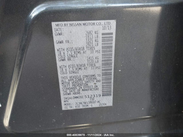 Infiniti QX60 2014 5N1AL0MM2EC512319 Image 9