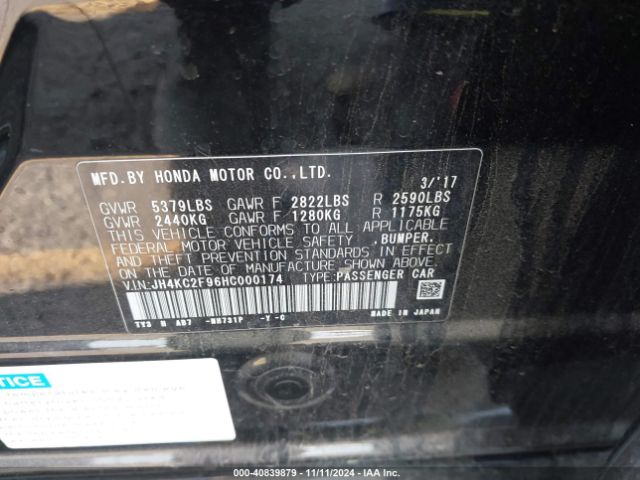 JH4KC2F96HC000174 Acura Rlx Sport Hybrid Base W/advance Package