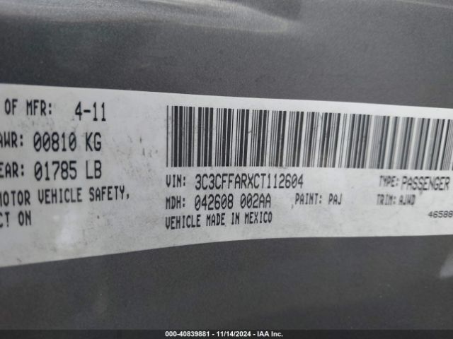 2012 FIAT 500 3C3CFFARXCT112604 Photo 8