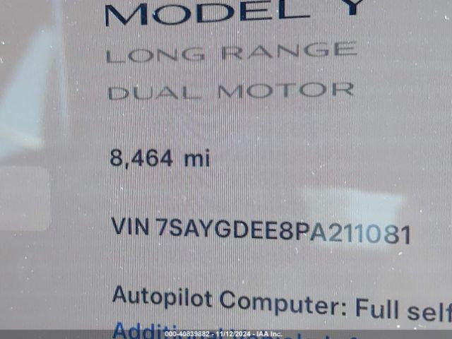 7SAYGDEE8PA211081 Tesla Model Y Awd/long Range Dual Motor All-wheel Drive