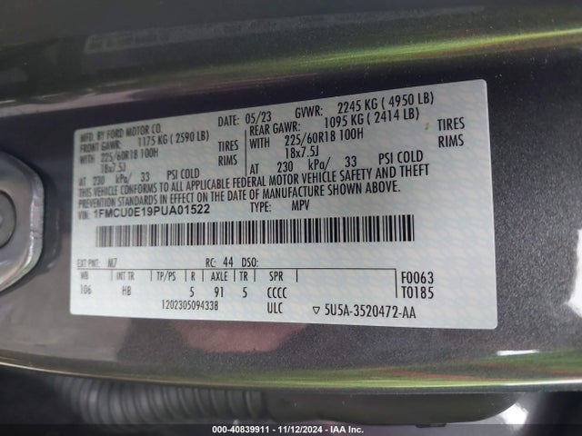 Ford Escape Phev 2023 1FMCU0E19PUA01522 Image 9