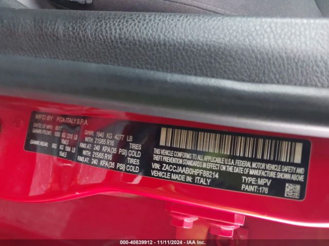 ZACCJAAB0HPF88214 Jeep Renegade Sport Fwd