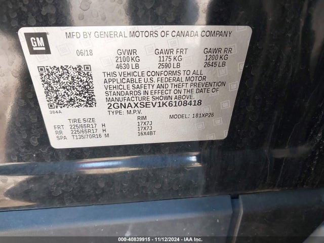 Chevrolet EQUINOX LS 2019 2GNAXSEV1K6108418 Image 9