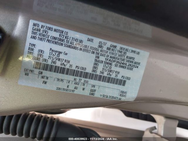 1FADP3N24HL282524 Ford Focus Titanium